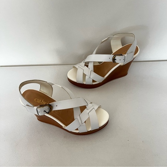 Cathy Jean Brazil White Wedge Sandals Platform Size 6 heel 4" Lightweight - Picture 11 of 11